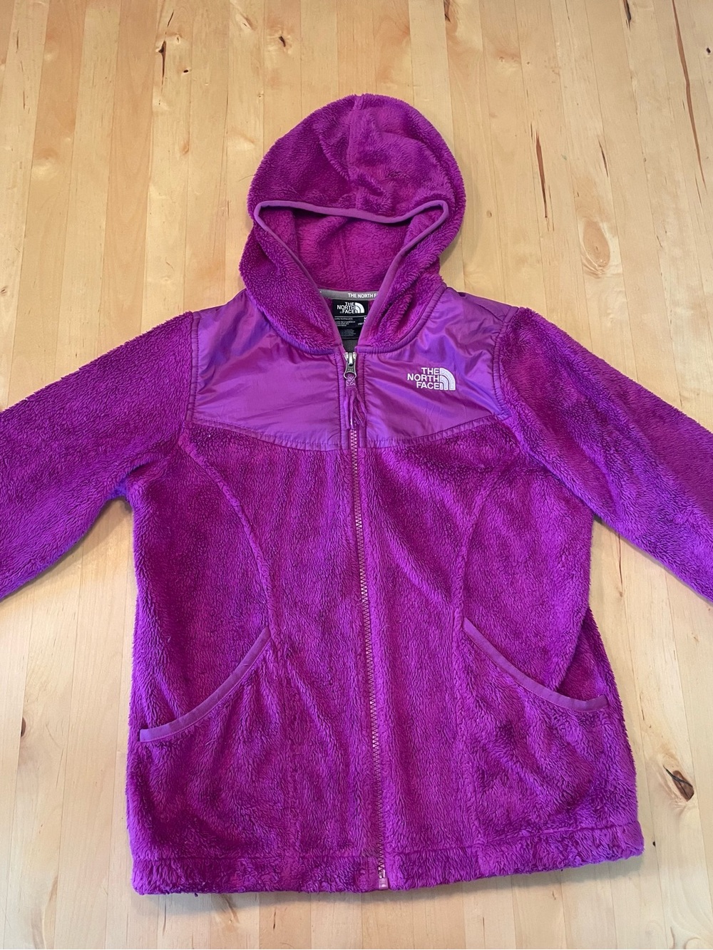 The North Face Girls' 10/12 Bright magenta Hooded Fleece Jacket